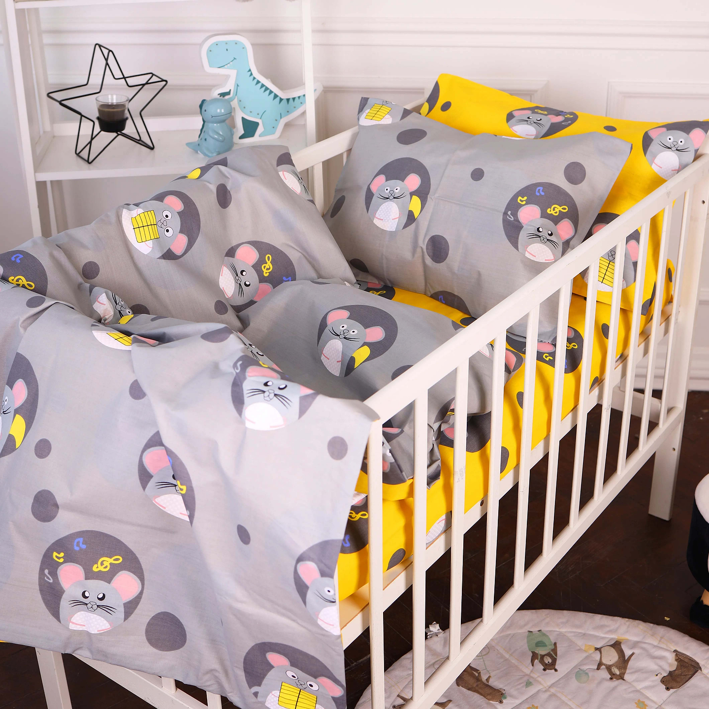 Комплект постельного белья детский MirSon Бязь 20-0029 Funny mice 110х140 (2200010266900)